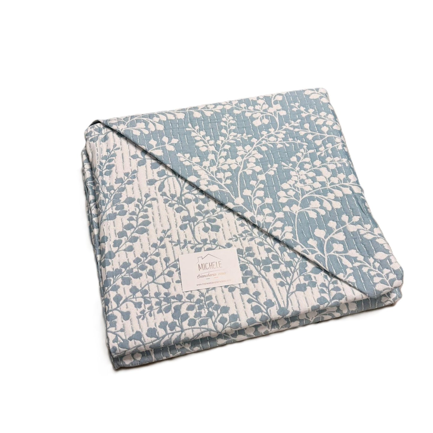Trapuntino Matrimoniale 260x260 cm Double Face Jacquard Blue Harmony – Copriletto Primaverile Azzurro Elegante