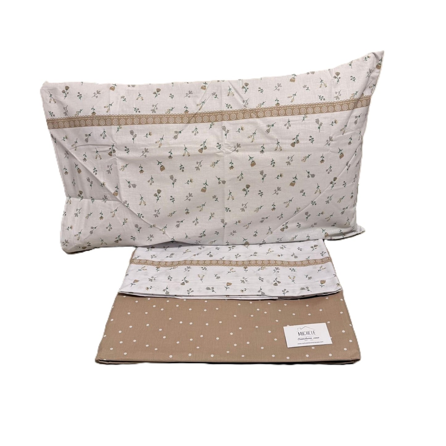 Completo Letto Matrimoniale in Cotone 100% Fantasia Fiore di Campo – Lenzuola con Angoli