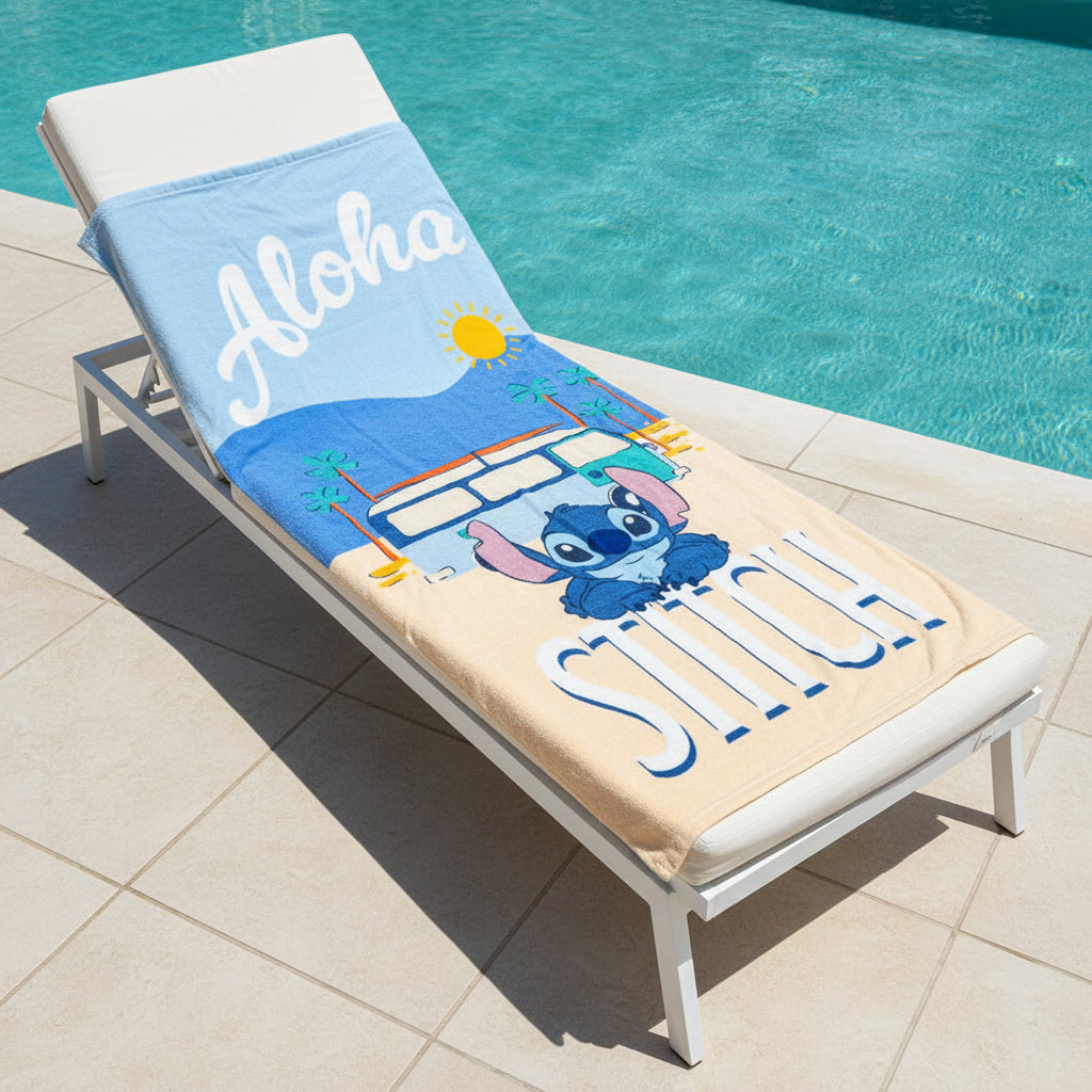 Telo Mare Microfibra 100x200 cm Stitch “Aloha Smile” – Leggero e Asciugatura Rapida