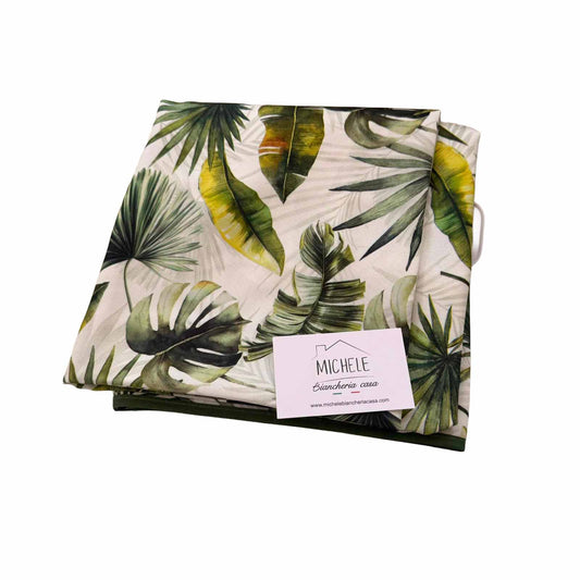 Tovaglia Antimacchia “Giungla Verde” – 6 Posti e 8/12 Posti Fantasia Foglie Tropicali