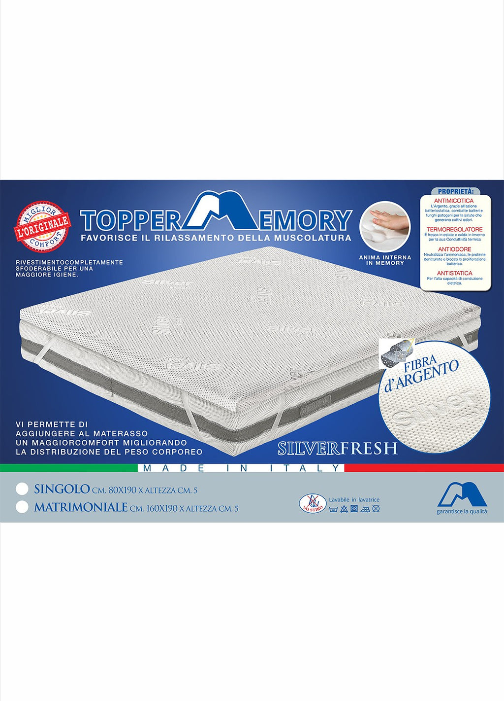 Topper in memory con fibra d'argento