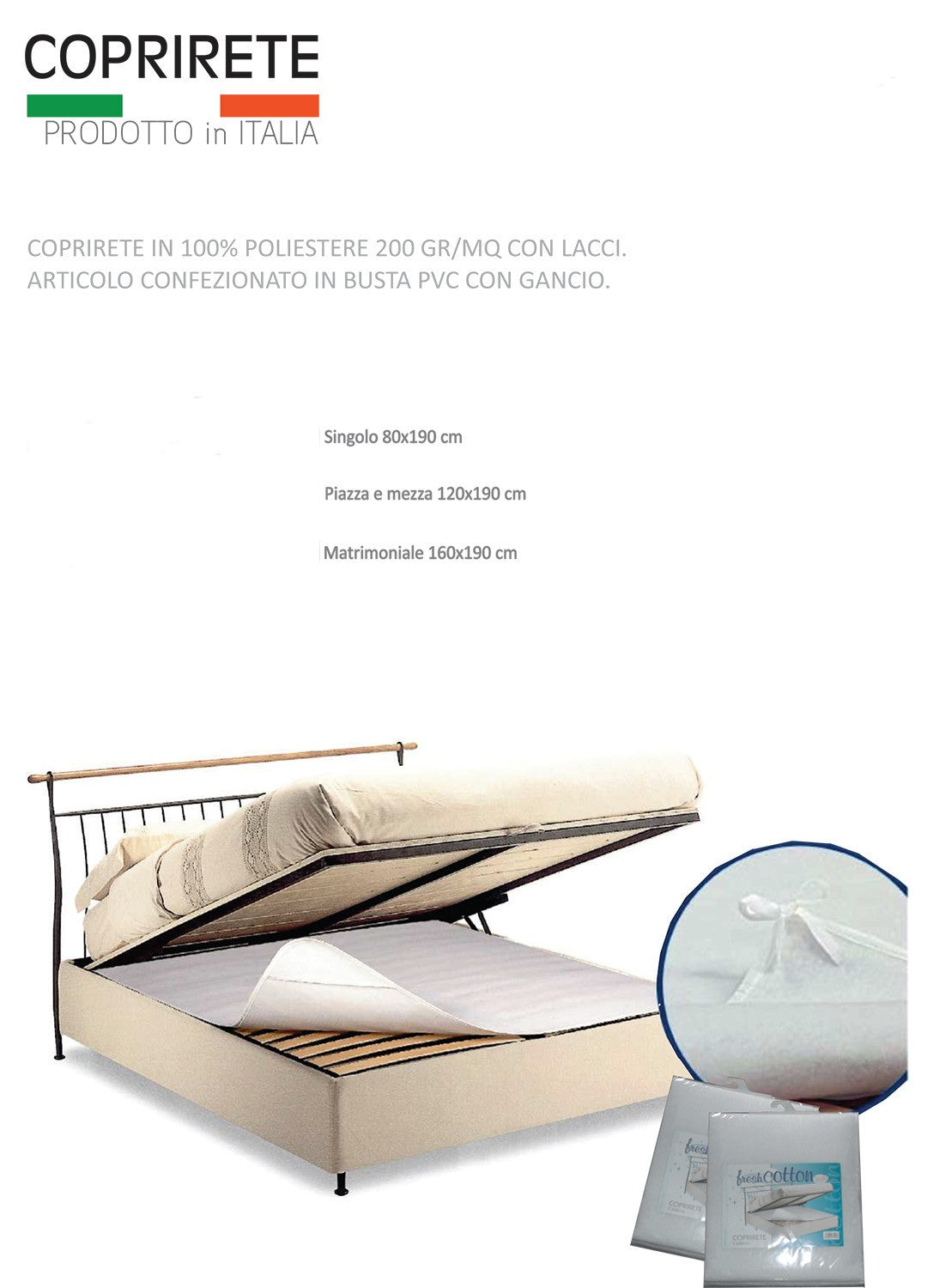 Coprirete in poliestere da 200 gr/mq, con lacci