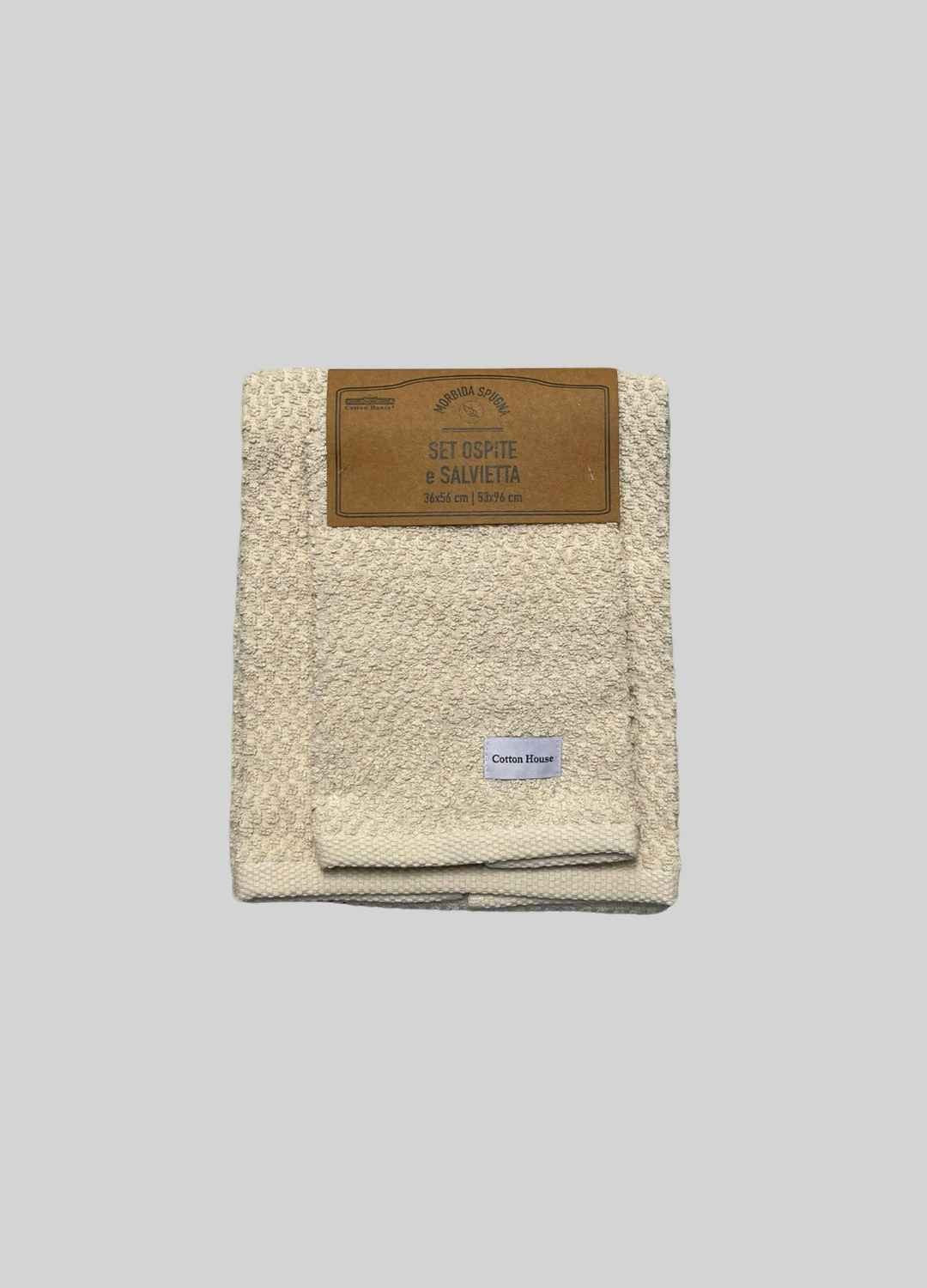 Completo asciugamani viso e ospite in cotone, modello Pop Corn