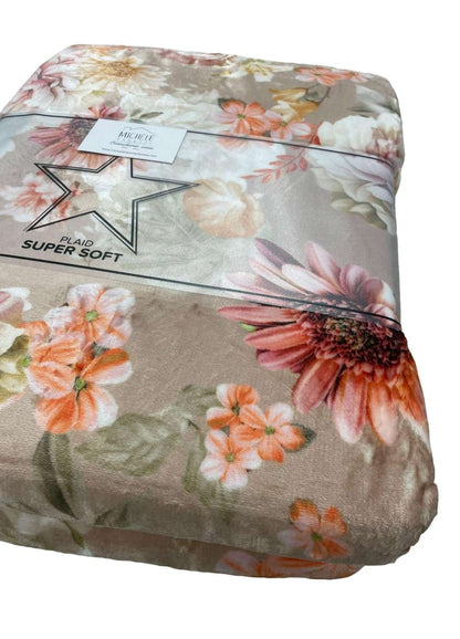 Coperta matrimoniale fantasia fiorita, modello Super Soft, con stampa digitale in morbido agnellato