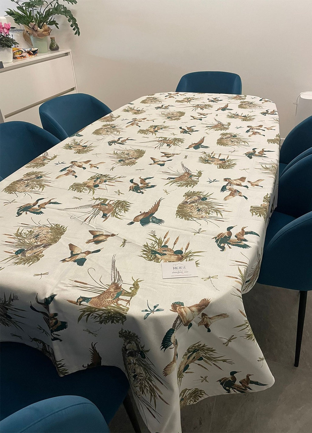 Tovaglia in puro cotone fantasia Natura, da 6 o da 12 persone