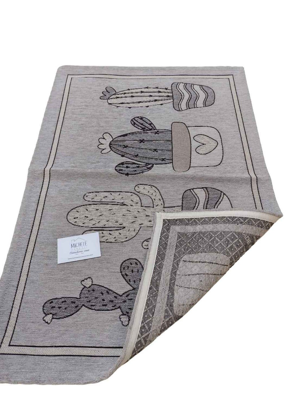 Tappeto in ciniglia con base antiscivolo serie Cactus per la camera, il bagno o il soggiorno