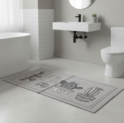 Tappeto in ciniglia con base antiscivolo serie Cactus per la camera, il bagno o il soggiorno