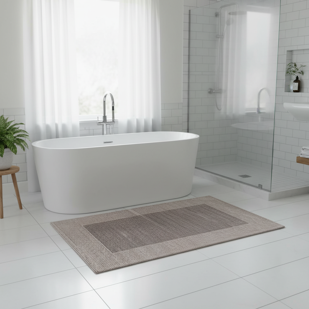 Tappeto in ciniglia con base antiscivolo serie Righe per la tua camera da letto o il tuo bagno