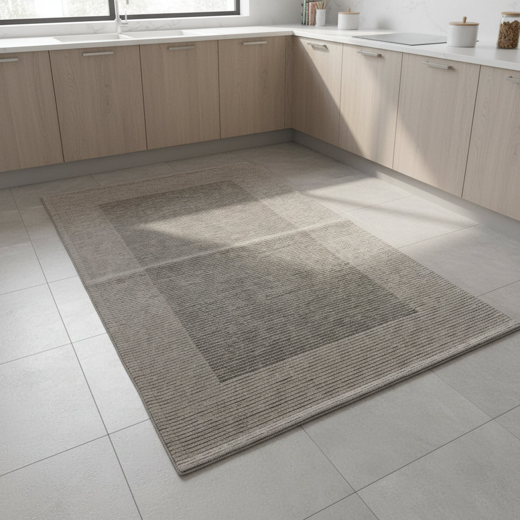 Tappeto in ciniglia con base antiscivolo serie Righe per la tua cucina