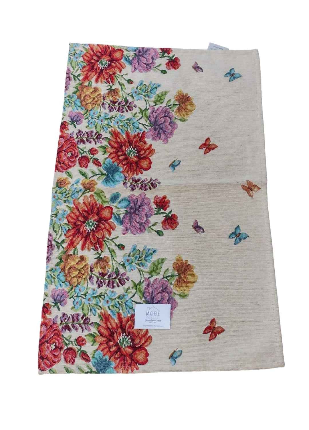 Tappeto in ciniglia con base antiscivolo serie Rose per la cucina