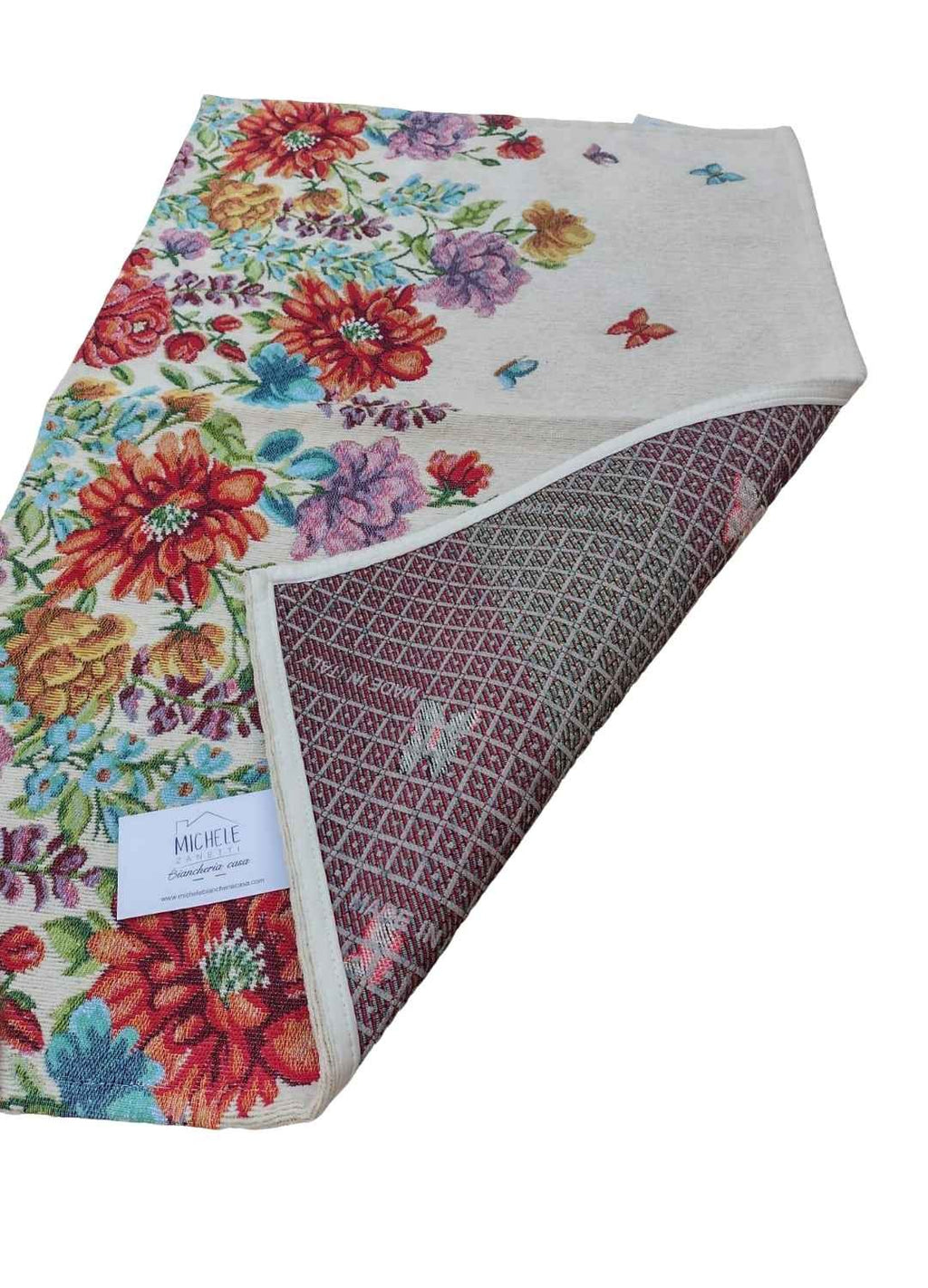 Tappeto in ciniglia con base antiscivolo serie Rose per la cucina