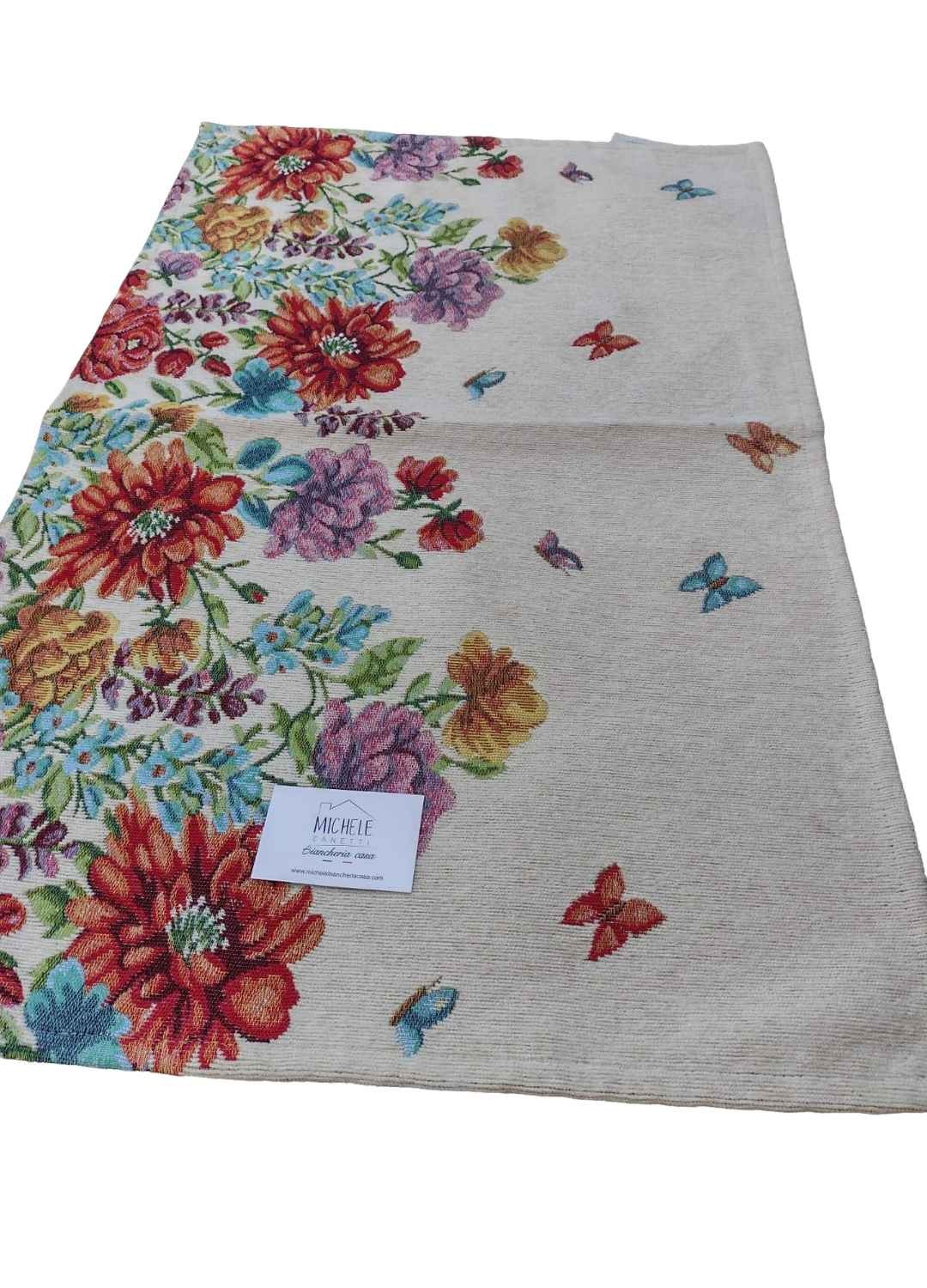 Tappeto in ciniglia con base antiscivolo serie Rose per la cucina