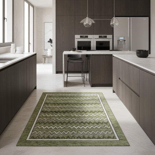 Tappeto in ciniglia con base antiscivolo serie Rigato per la cucina