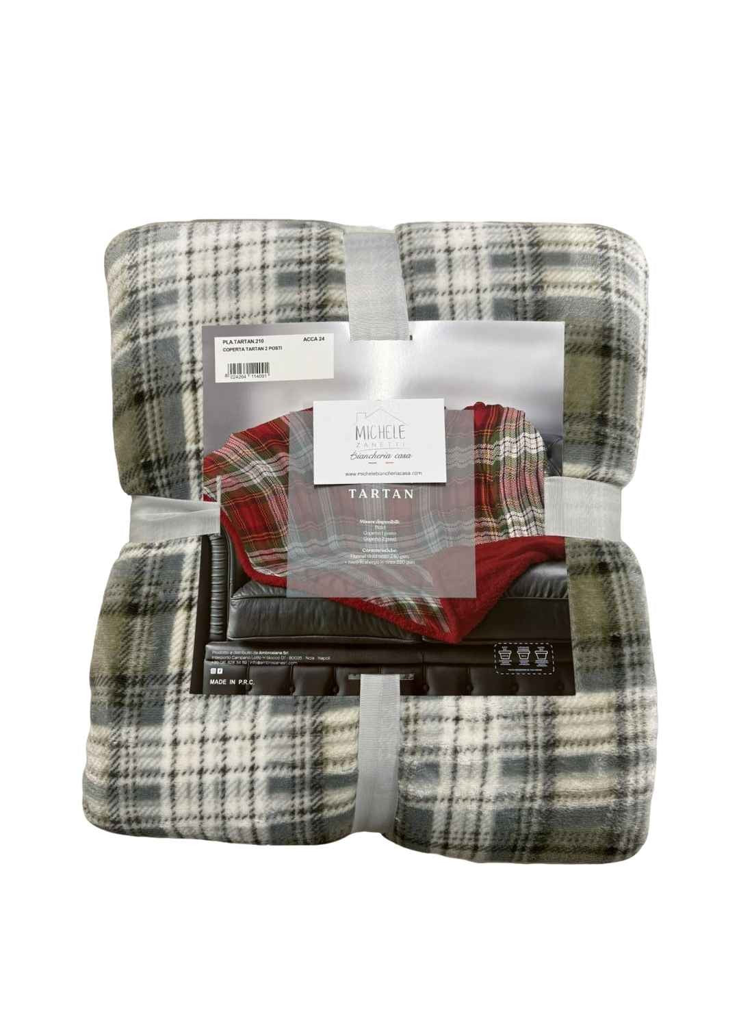 Coperta matrimoniale fantasia Tartan, modello Super Soft, in morbido agnellato