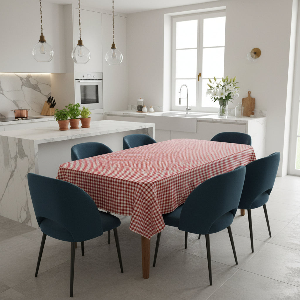 Tovaglia campagnola a quadretti rossi - Disponibile per 6 o 8-12 persone