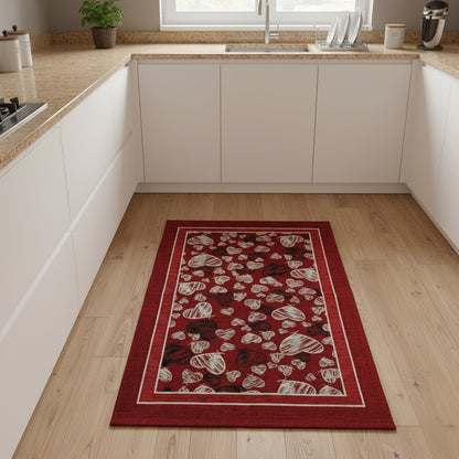 Tappeto in ciniglia con base antiscivolo serie Melody, colore rosso o grigio, disponibile in varie misure