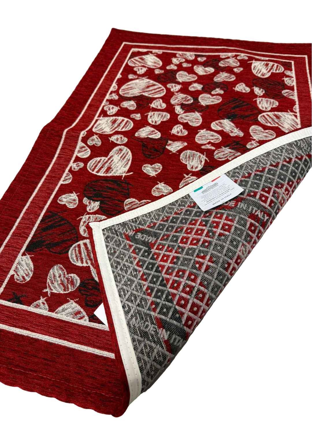 Tappeto in ciniglia con base antiscivolo serie Melody, colore rosso o grigio, disponibile in varie misure
