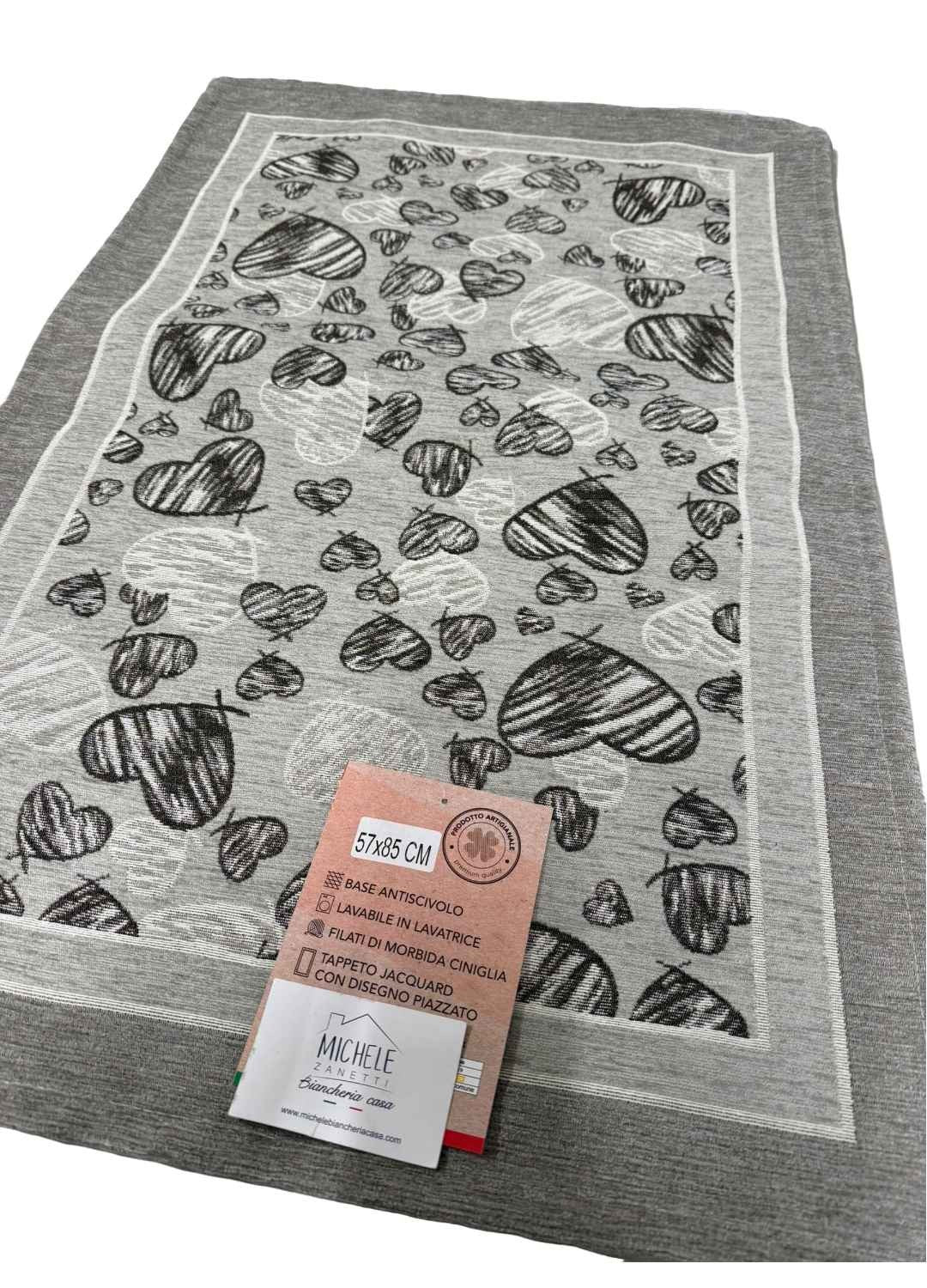 Tappeto in ciniglia con base antiscivolo serie Melody, colore rosso o grigio, disponibile in varie misure