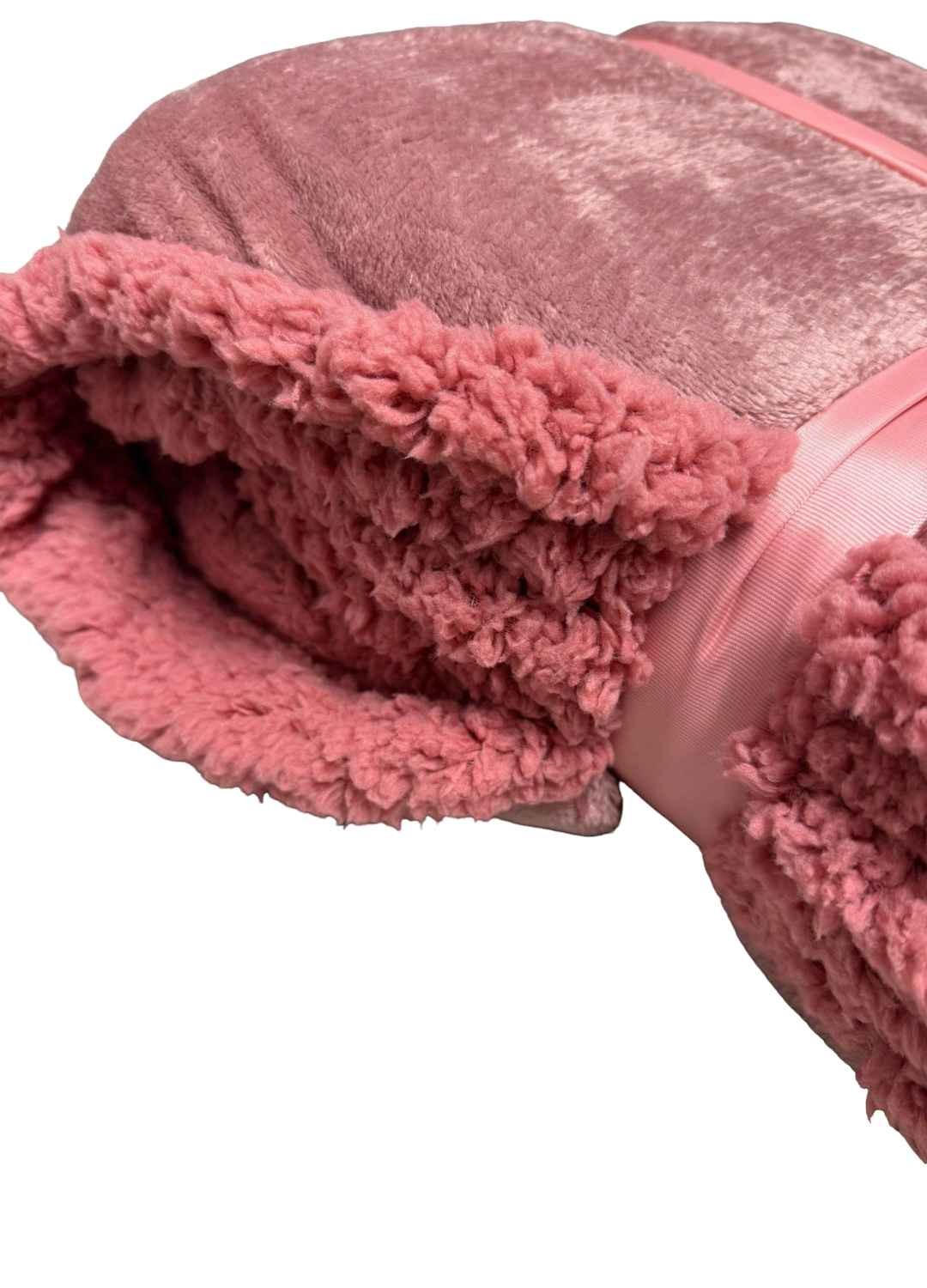 Coperta matrimoniale Norway in tinta unita, in flanel e agnellato internamente