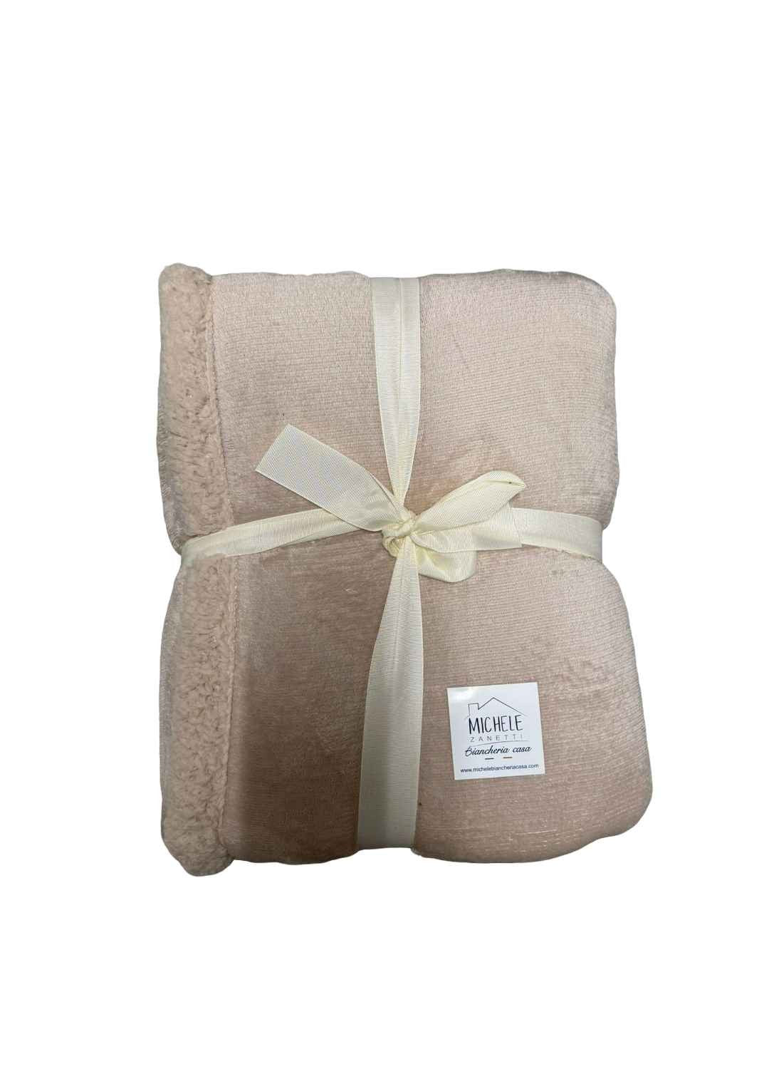 Coperta matrimoniale Norway in tinta unita, in flanel e agnellato internamente