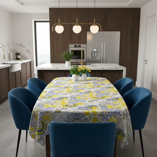 Tovaglia in puro cotone fantasia Limoncello, disponibile in diverse misure