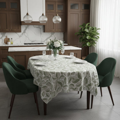 Tovaglia in puro cotone fantasia Felce Verde, disponibile in diverse misure