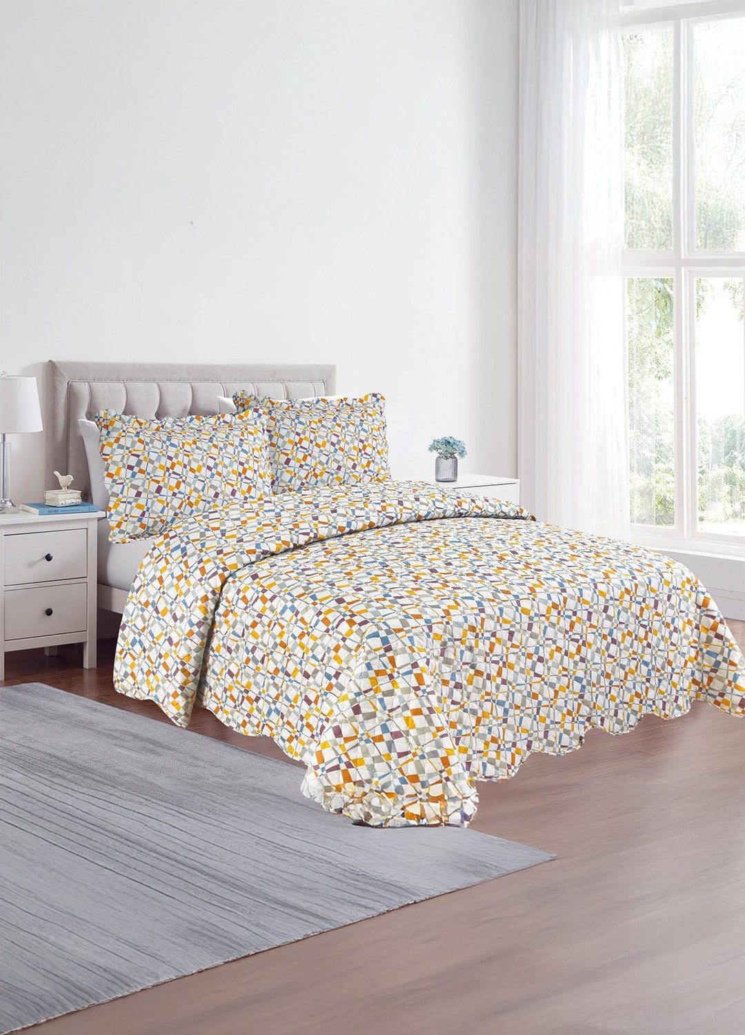 Trapuntino matrimoniale in morbida microfibra, fantasia con Happy