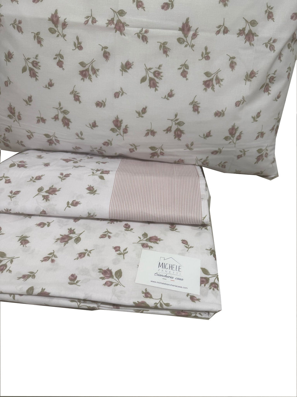 Completo Lenzuola Matrimoniale fantasia Bocciolo, prodotto italiano