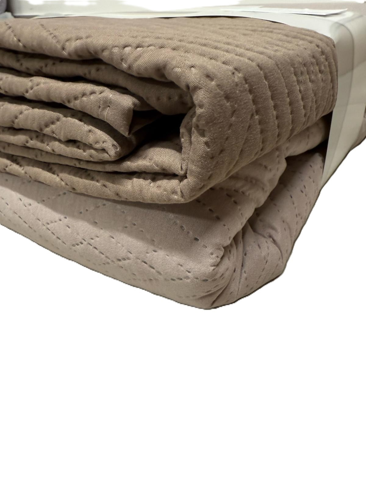 Trapuntino Matrimoniale double face in morbida microfibra, tinta unita tortora-marrone