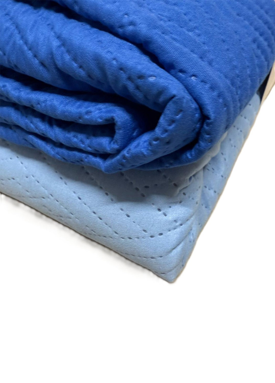 Trapuntino double face in morbida microfibra, tinta unita bluette e azzurro