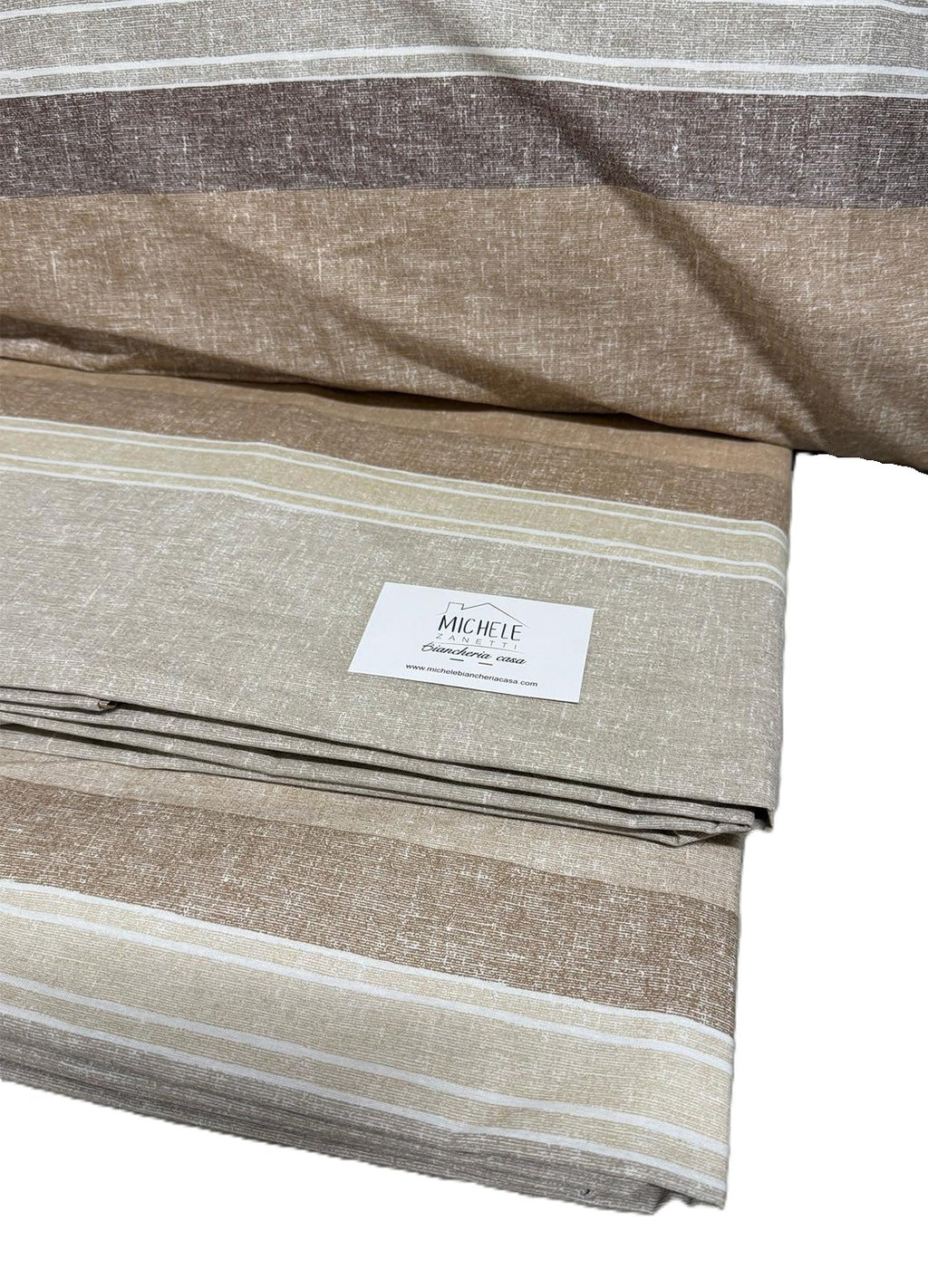 Completo Lenzuola Matrimoniale in cotone fantasia Rustico a Righe, prodotto italiano