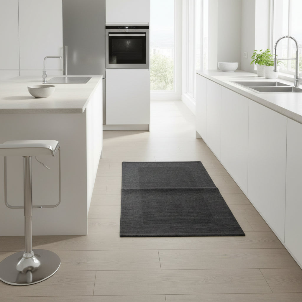 Tappeto in ciniglia con base antiscivolo serie Righe per la tua cucina