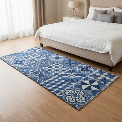 Tappeto in ciniglia con base antiscivolo serie Cementine