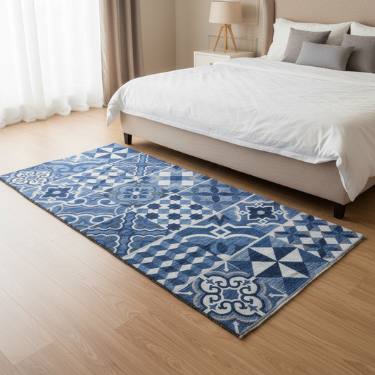 Tappeto in ciniglia con base antiscivolo serie Cementine