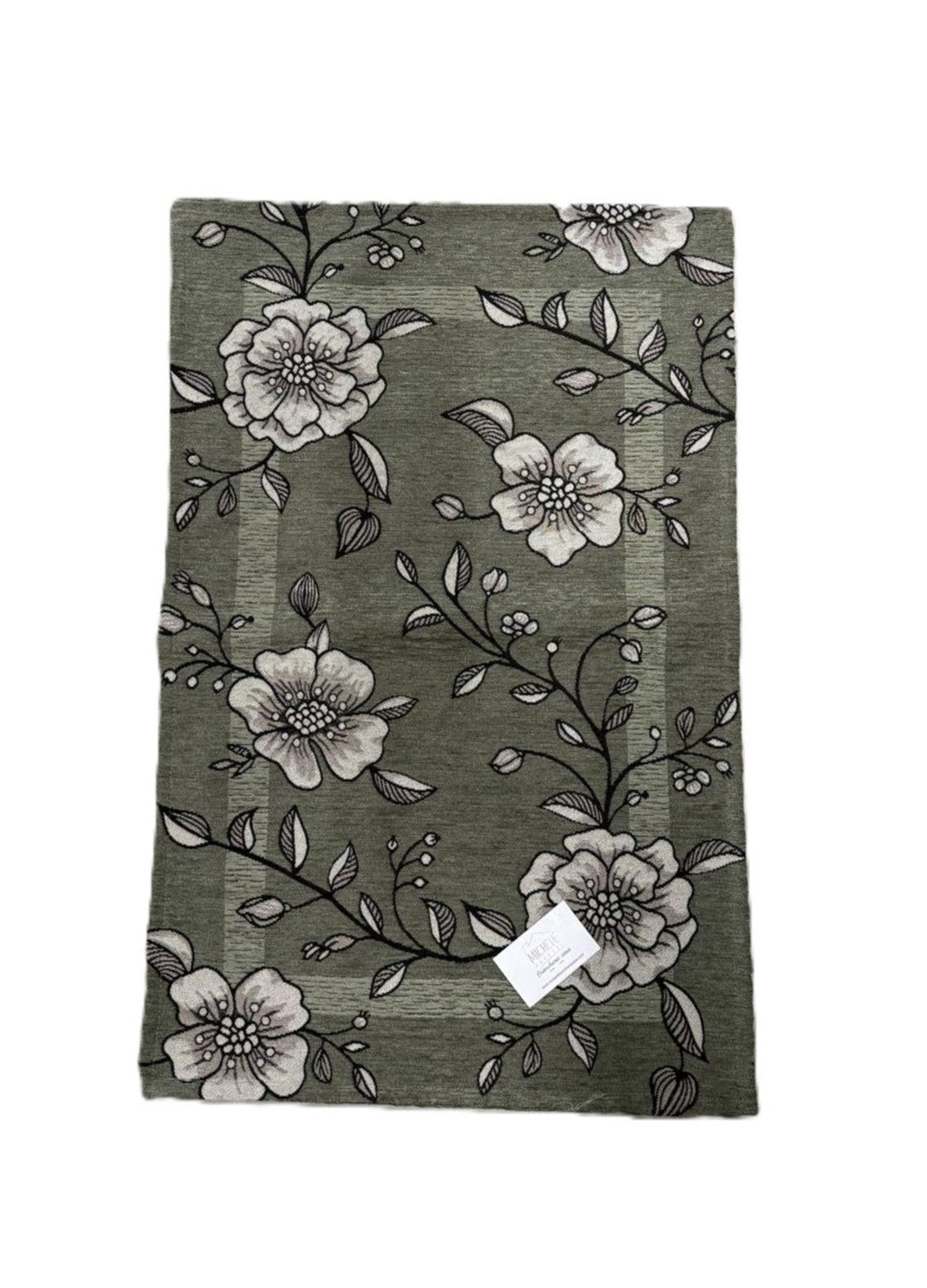 Tappeto in ciniglia con base antiscivolo serie Elisir, colore salvia, ottanio e grigio, disponibile in varie misure