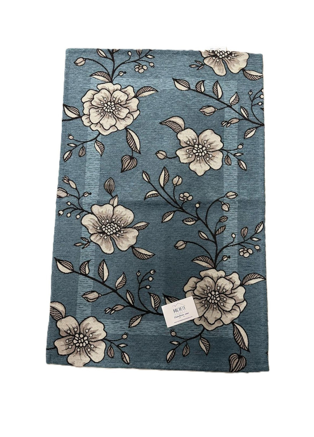 Tappeto in ciniglia con base antiscivolo serie Elisir, colore salvia, ottanio e grigio, disponibile in varie misure