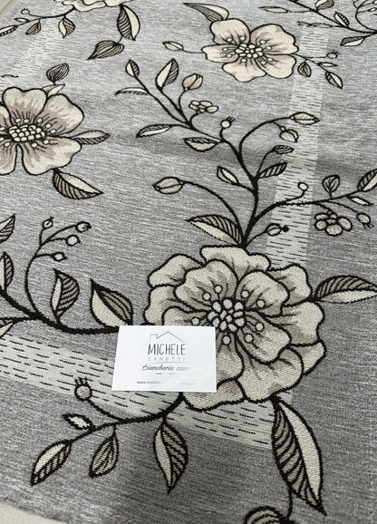 Tappeto in ciniglia con base antiscivolo serie Elisir, colore salvia, ottanio e grigio, disponibile in varie misure