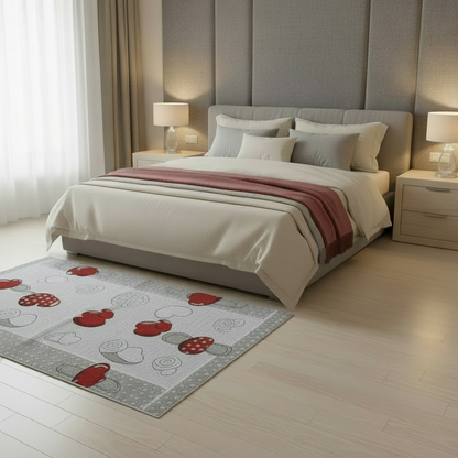 Tappeto in ciniglia con base antiscivolo serie Valentine per camera da letto o bagno