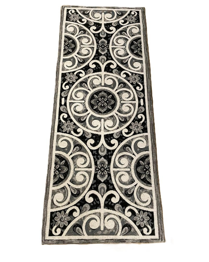 Tappeto in ciniglia con base antiscivolo serie Andalusia, colore nero, per il tuo bagno