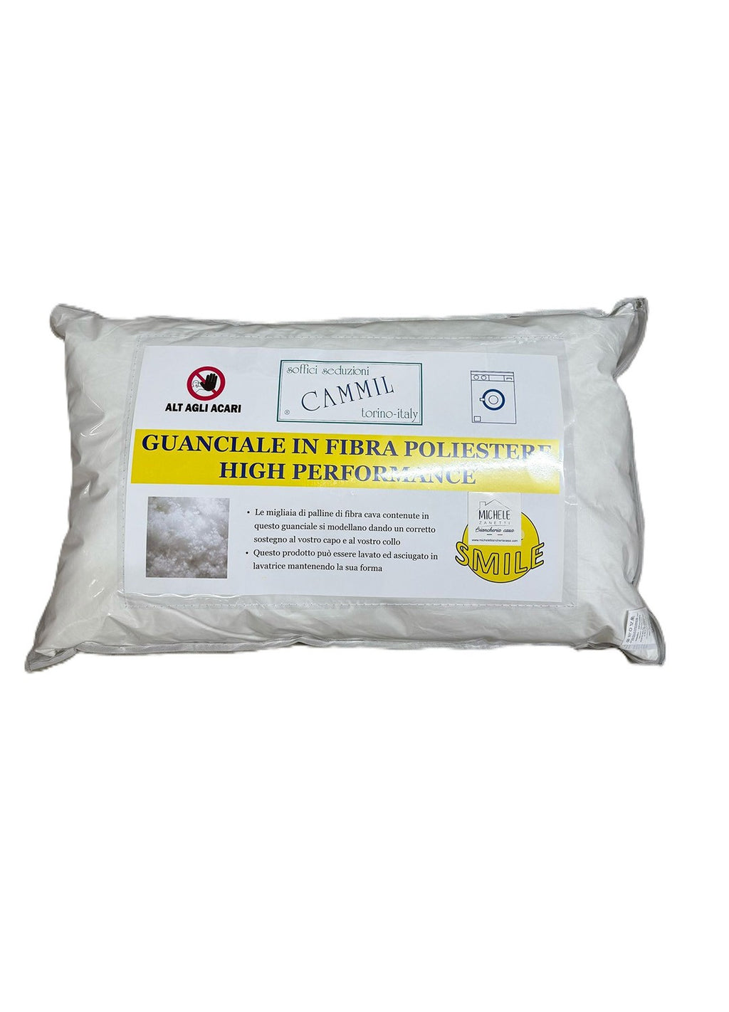 Guanciale High Performance in Fibra Poliestere con Rivestimento 100% Cotone