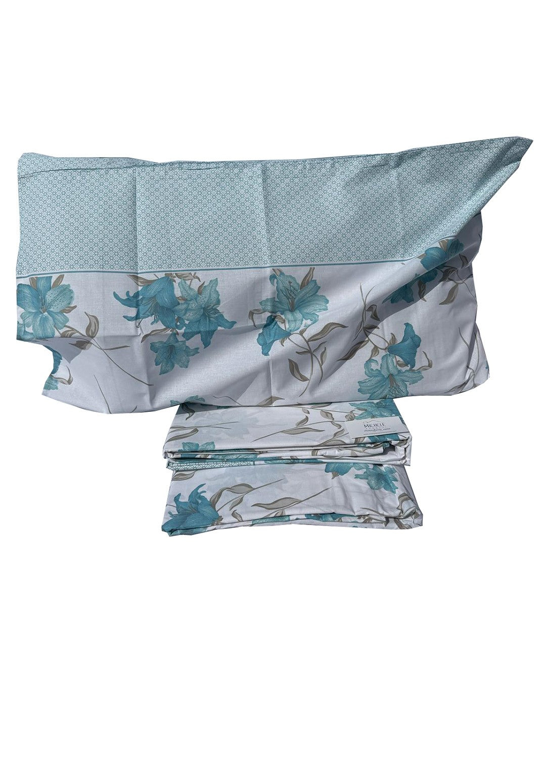 Completo Lenzuola Matrimoniale in cotone fantasia Lilium, prodotto italiano