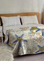 Trapuntino matrimoniale in morbida microfibra, fantasia Stella Marina