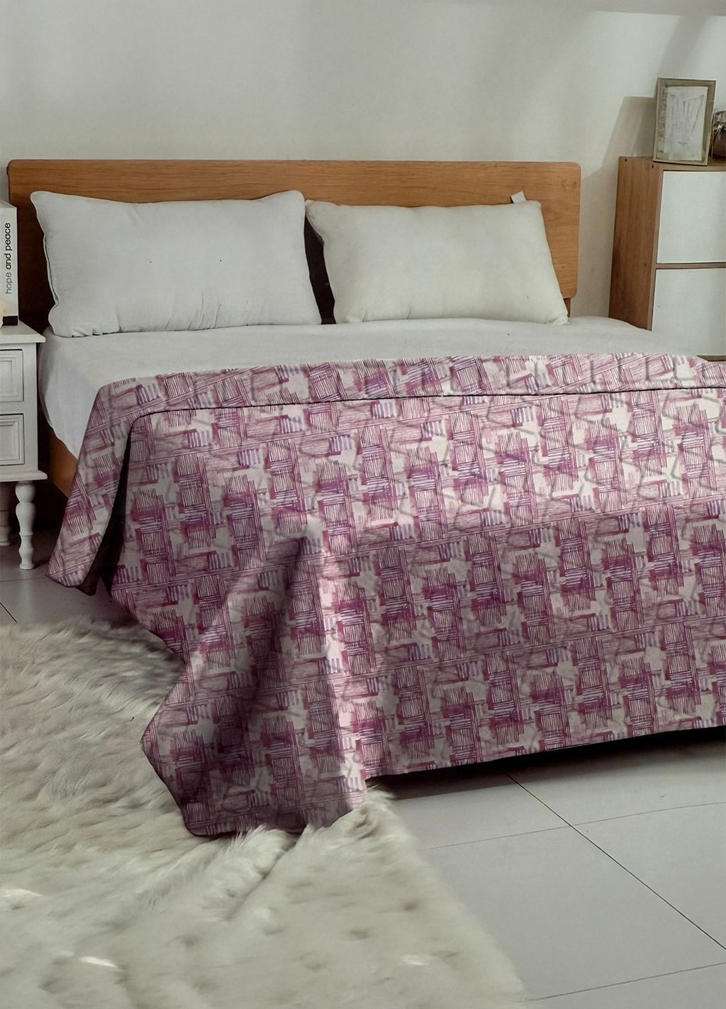 Trapuntino matrimoniale in morbida microfibra, fantasia Quadretto