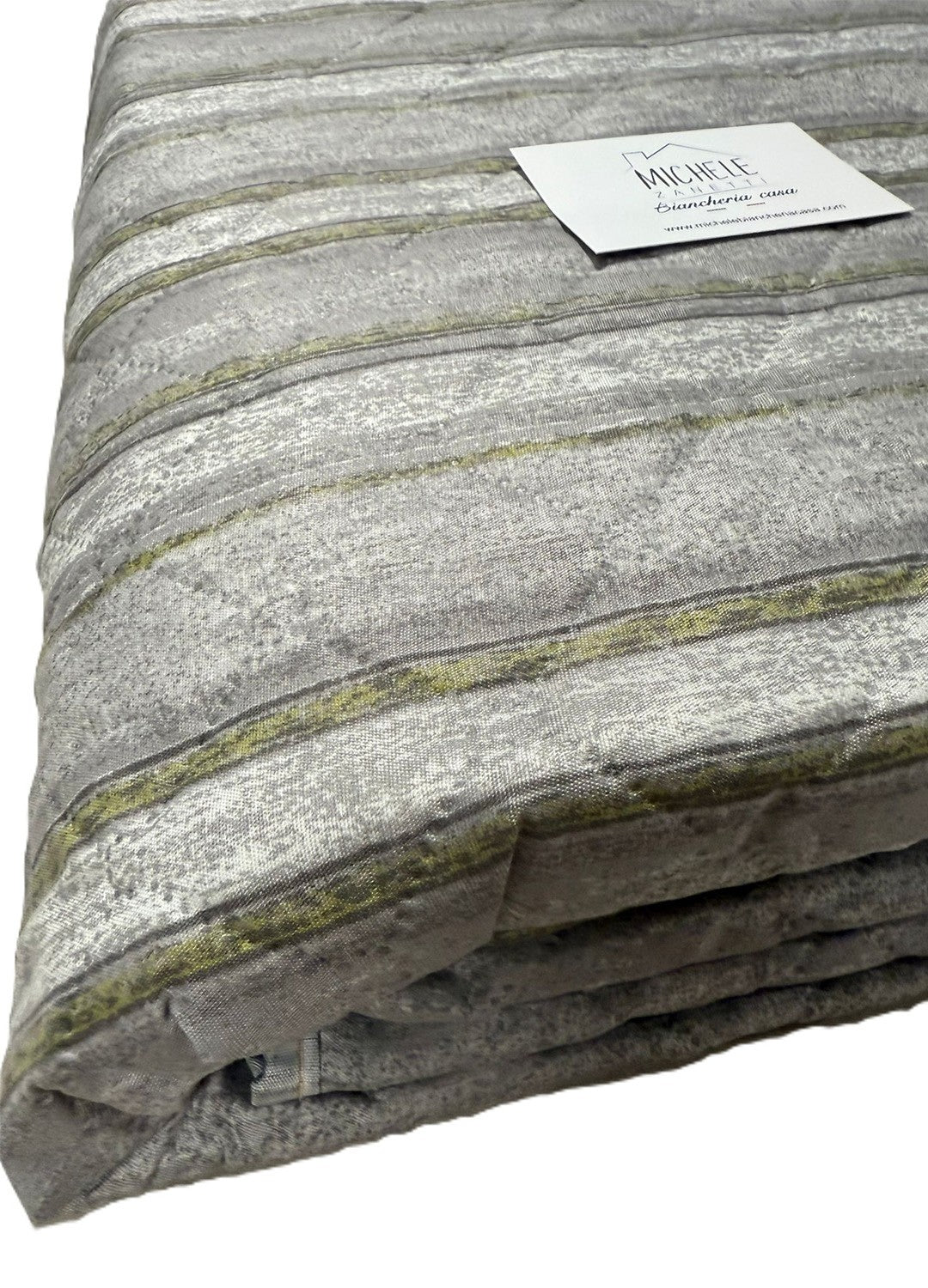 Trapuntino matrimoniale in morbida microfibra, fantasia Riga