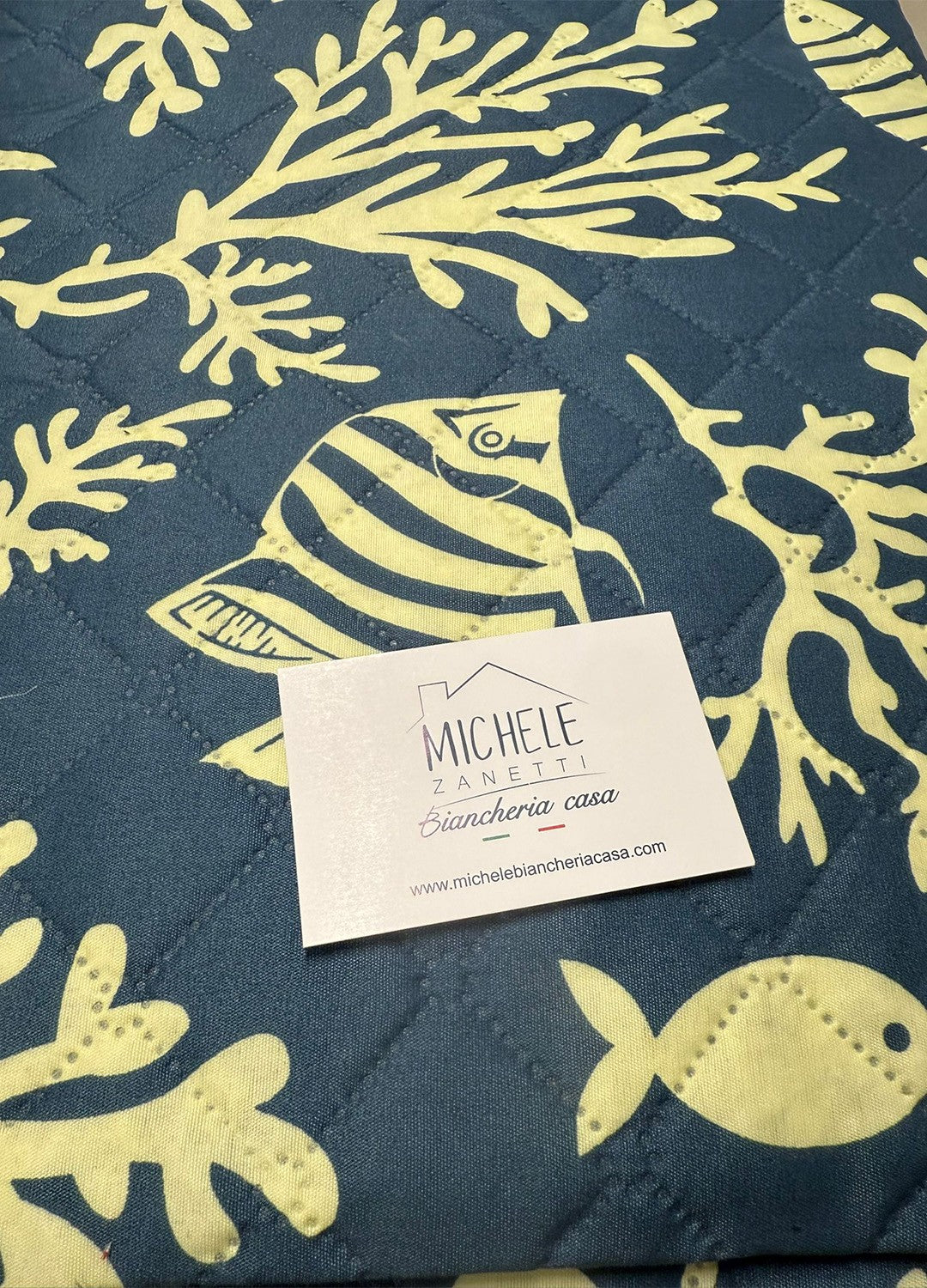 Trapuntino matrimoniale in morbida microfibra, fantasia Corallo