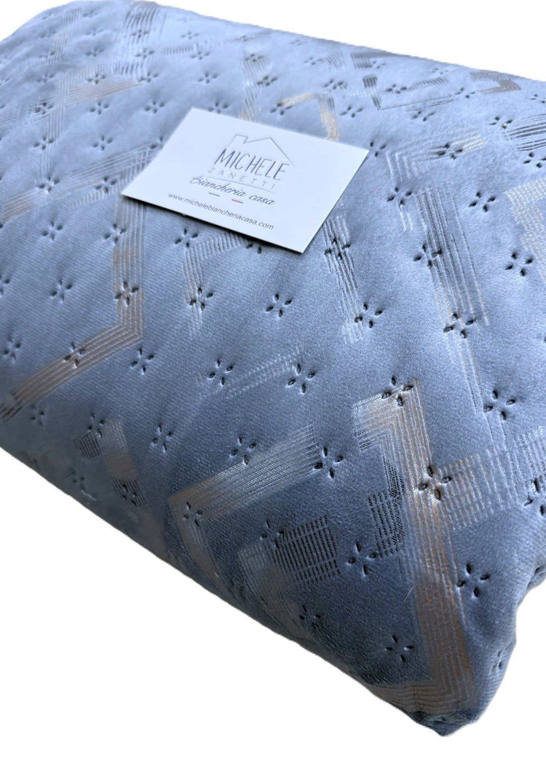 Trapuntino Matrimoniale Fantasia Rombi in Morbido Velluto, colore blu – 260x260 cm