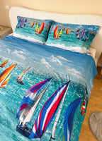 Lenzuolo-Copriletto Matrimoniale Fantasia Windsurf Colorati – Puro Cotone e Stampa Digitale HD