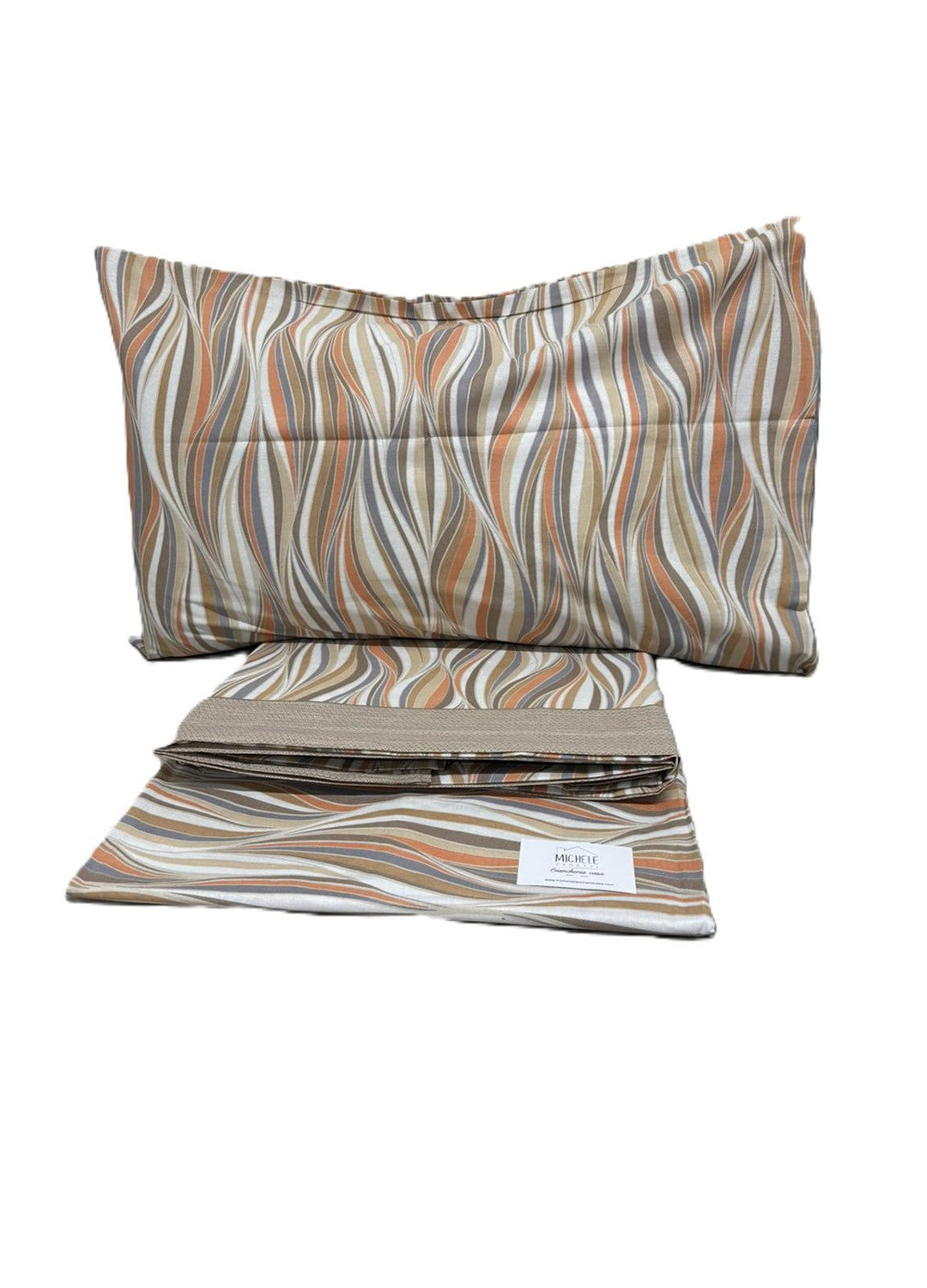 Completo Lenzuola Matrimoniale in cotone fantasia Onde, prodotto italiano