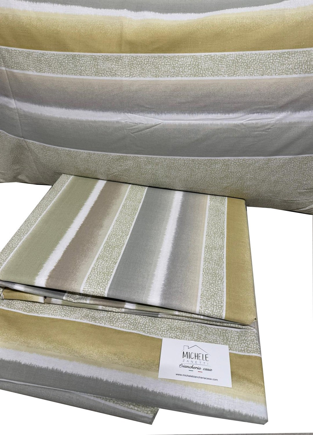 Completo Lenzuola Matrimoniale in cotone fantasia Righe Sfumate, prodotto italiano