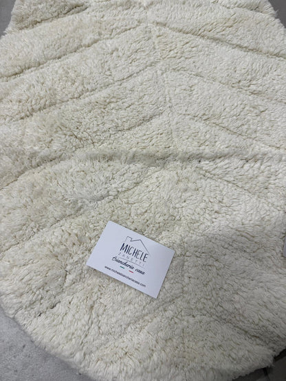 Tappeto Bagno Foglia 50x80 cm, colore bianco – 100% Cotone con Antiscivolo